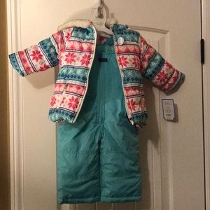 12 month Faux Fur Snowflake 2 piece Snowsuit Set